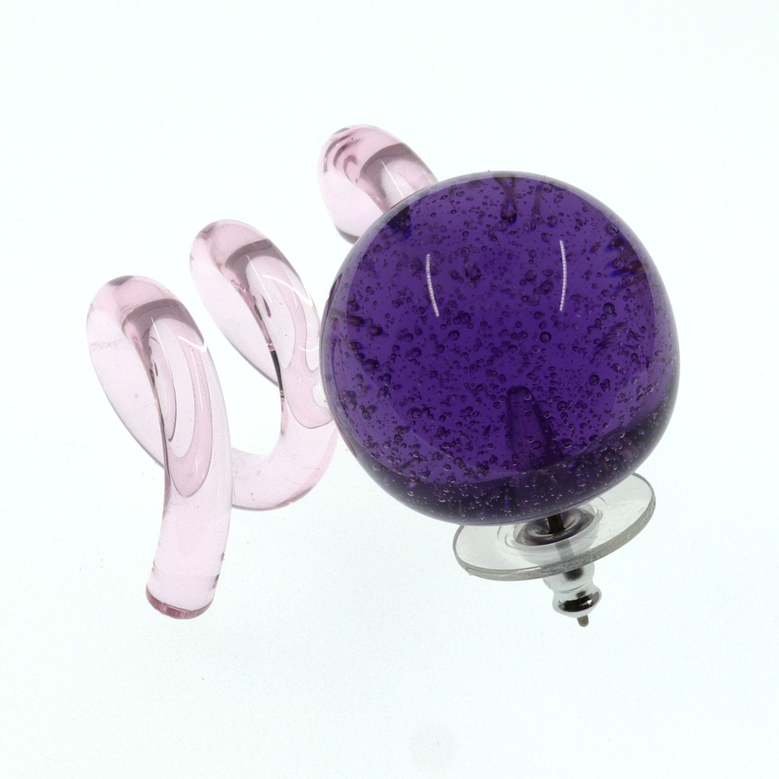 「New Spiral Glass」ピアス(片耳) パープル×ピンク
