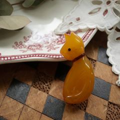 「アンバーキャット」ブローチ ヨーロッパ 1970s