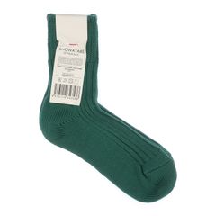 Organic Ribbed Socks Short Length グリーン 靴下