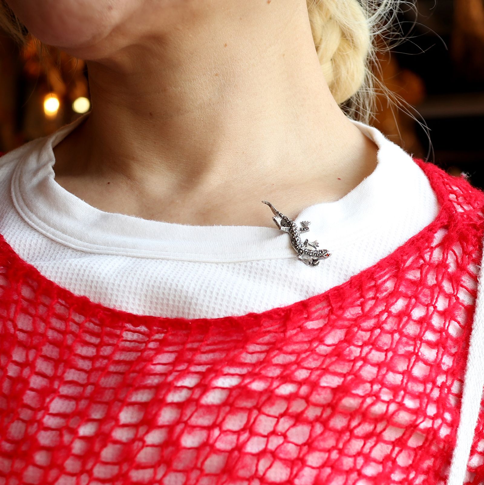 「マーカサイトリザード」ブローチ ヨーロッパ silver925