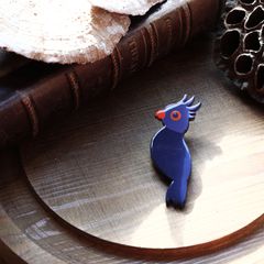 「インコオレンジ&ブルー」ブローチ