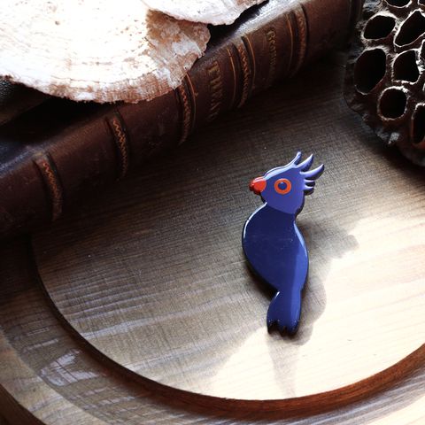 「インコオレンジ&ブルー」ブローチ