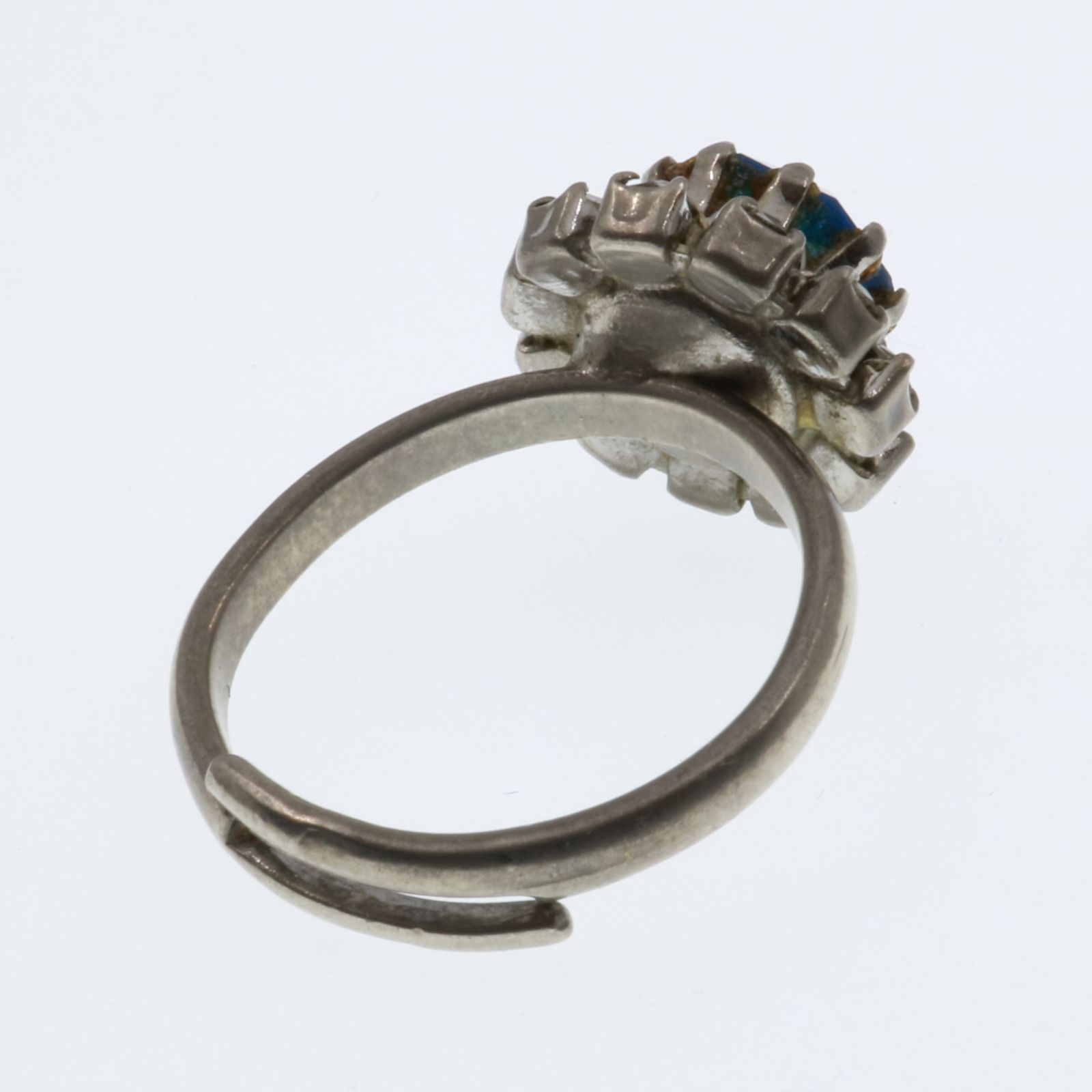 「80s ブルーラインストーンカクテル」リング ヨーロッパ