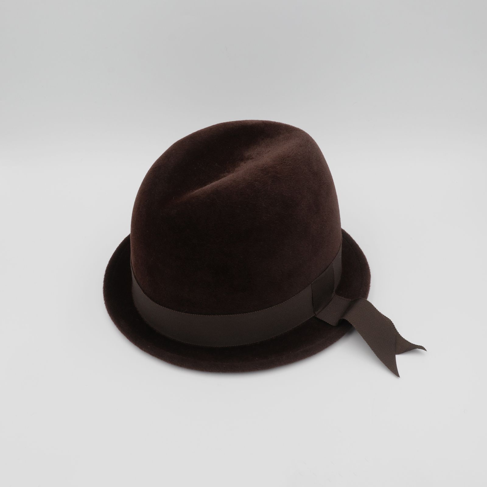 【送料無料対象外】サイドリボンハット ブラウン ベロア