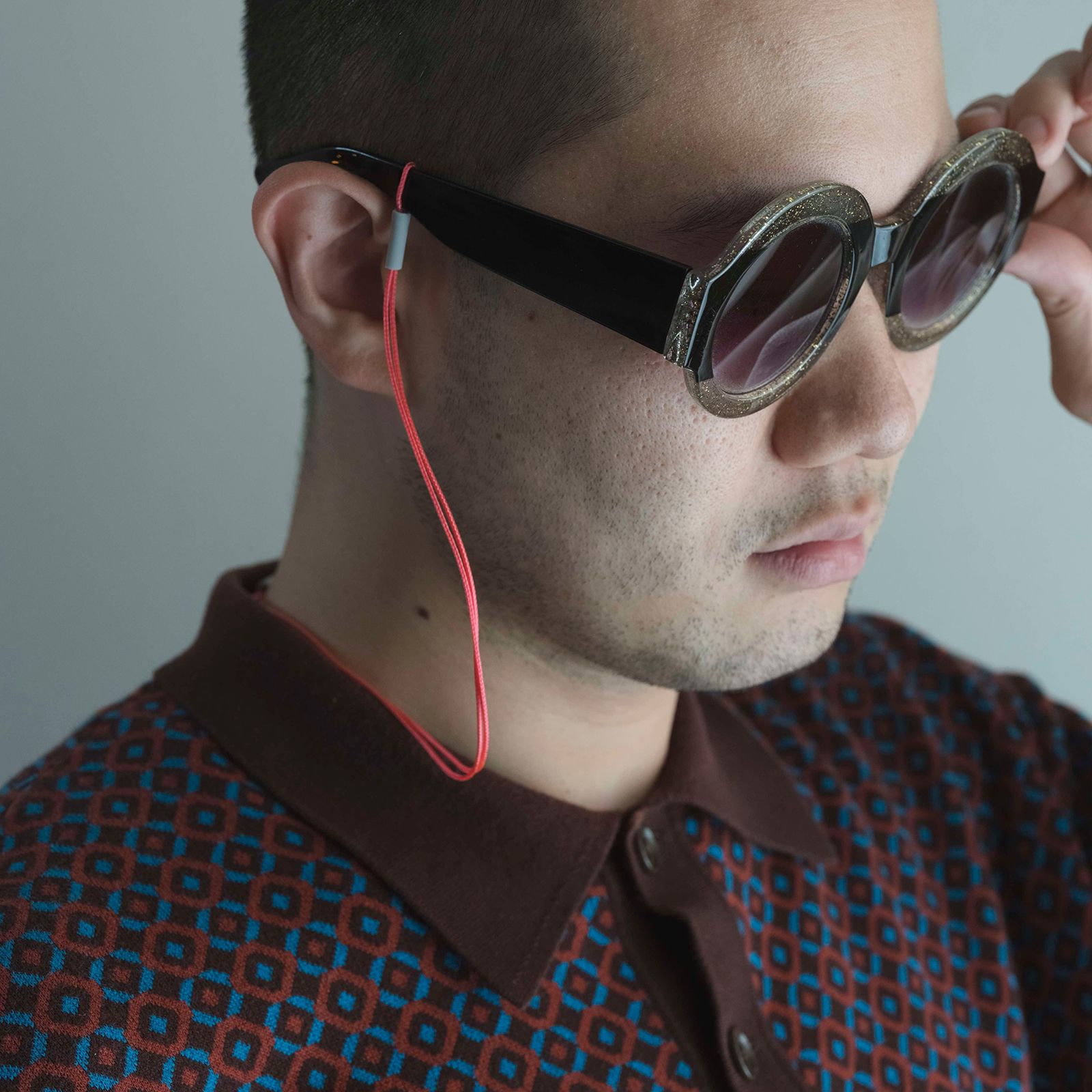 PARALLELLINES アイグラスコード 2TONE グレー×グレー・ピンクラインズ