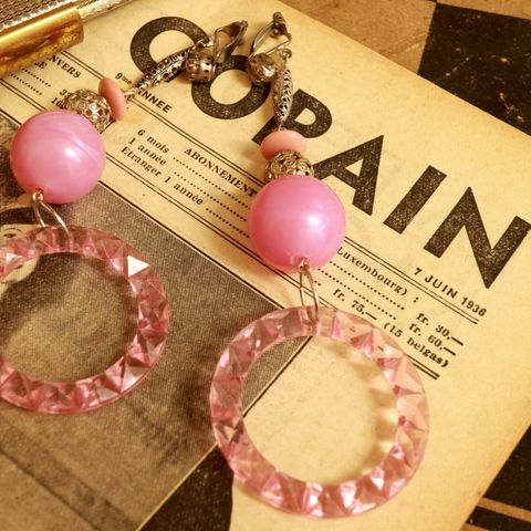 「ピーチラウンド&プリズムドーナツ」イヤリング フランス