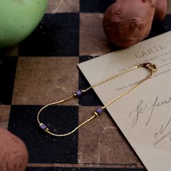 「70s細チェーン粒スクエアビーズ」ブレスレット フランス