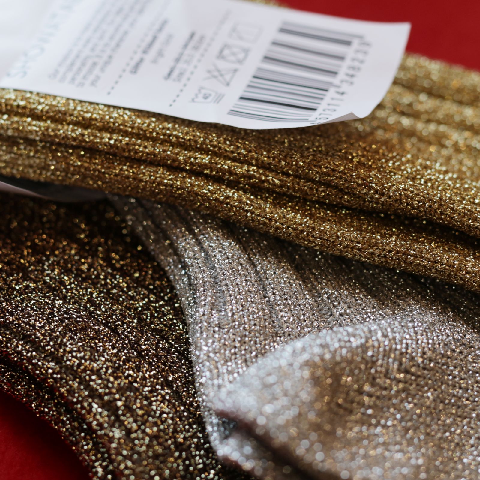 Glitter Ribbed Socks ブライトゴールド 靴下