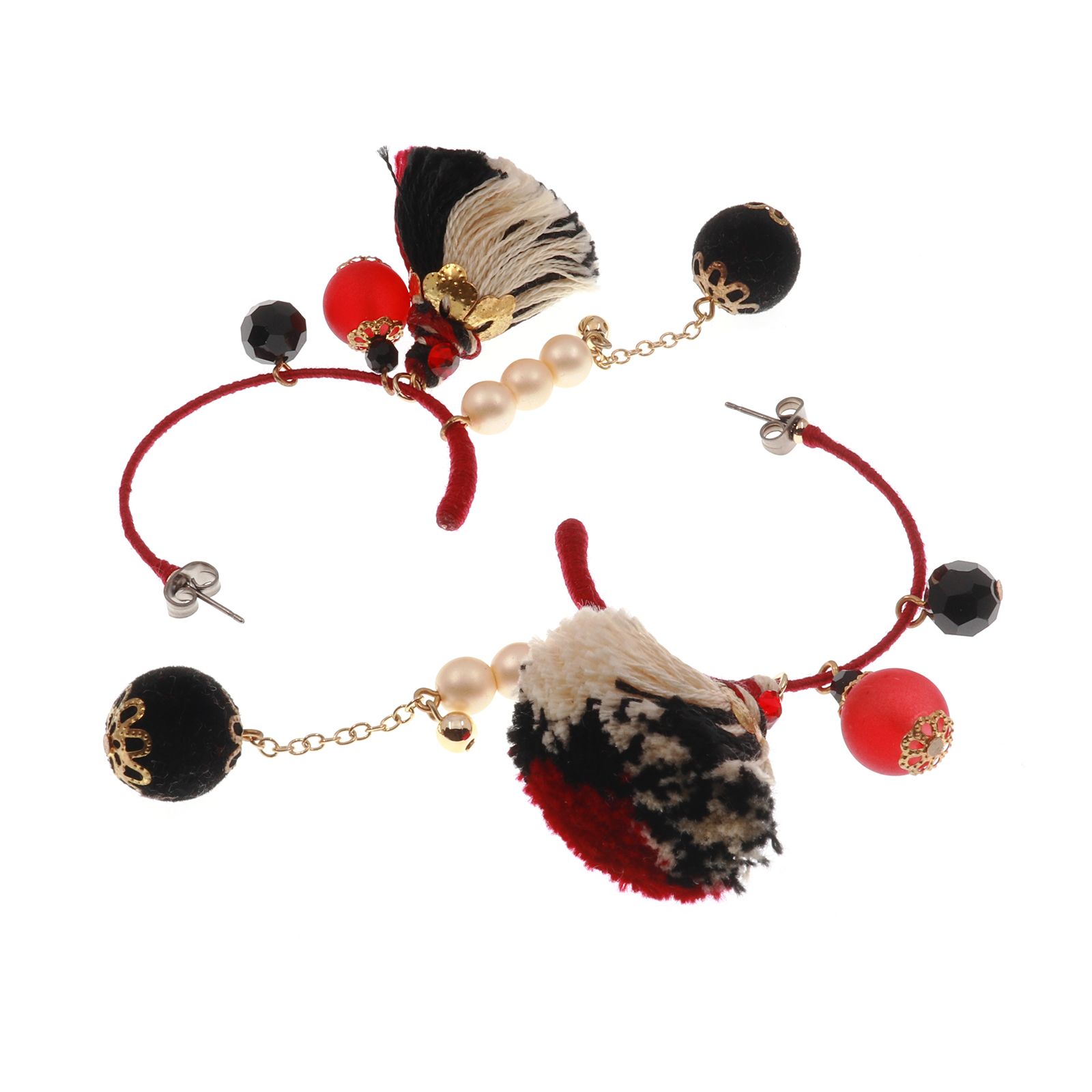 「Pamellah フープ」ピアス レッド【collection de couleurs de sachikoism】