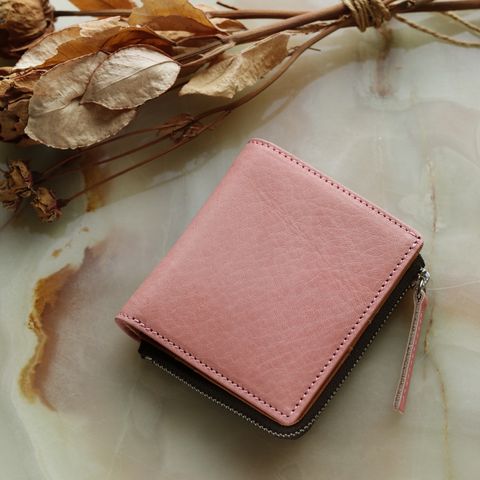 「BOTANICAL」 Lファスナー短財布 ピンク（桜染め）