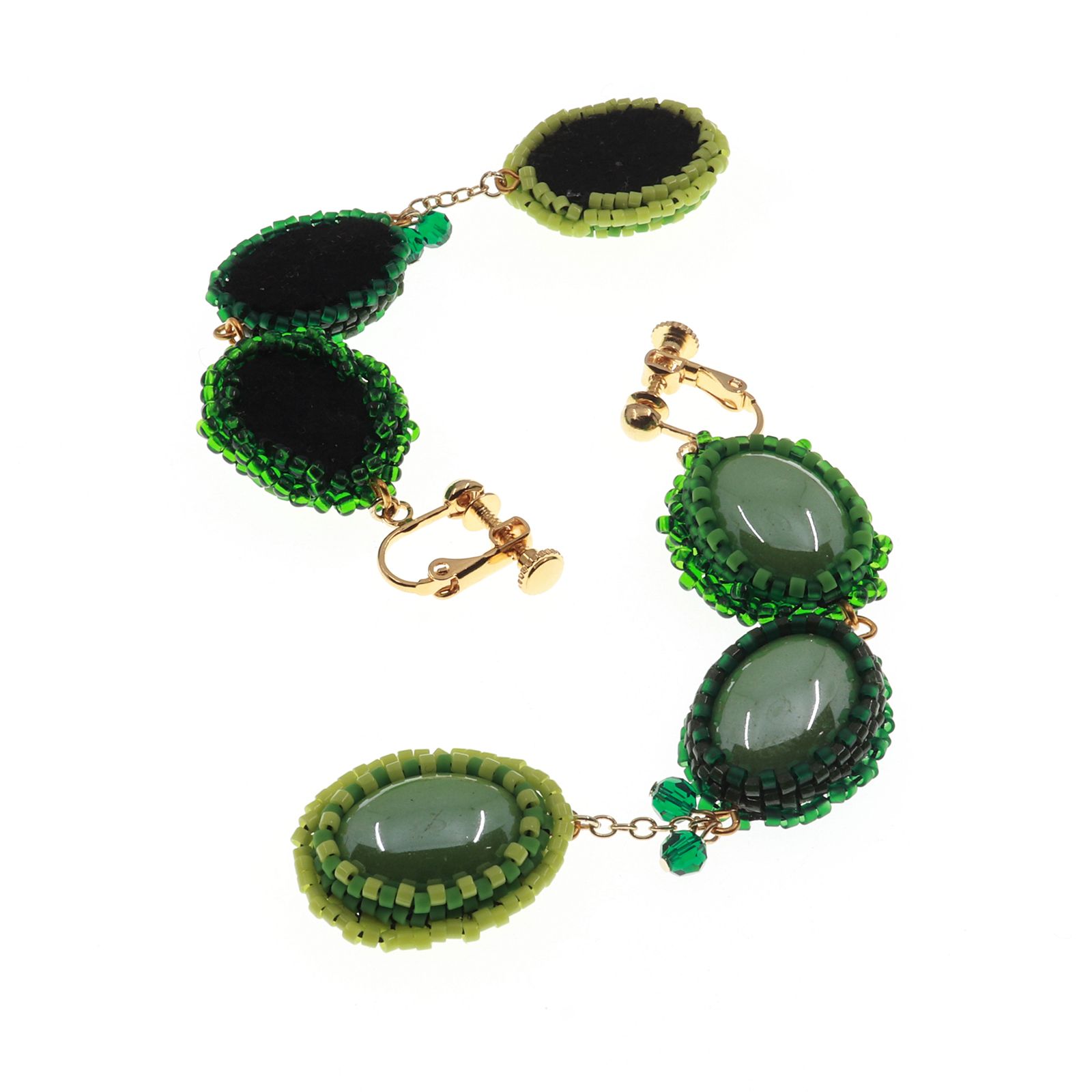 「Oval」イヤリング グリーン【collection de couleurs de sachikoism】