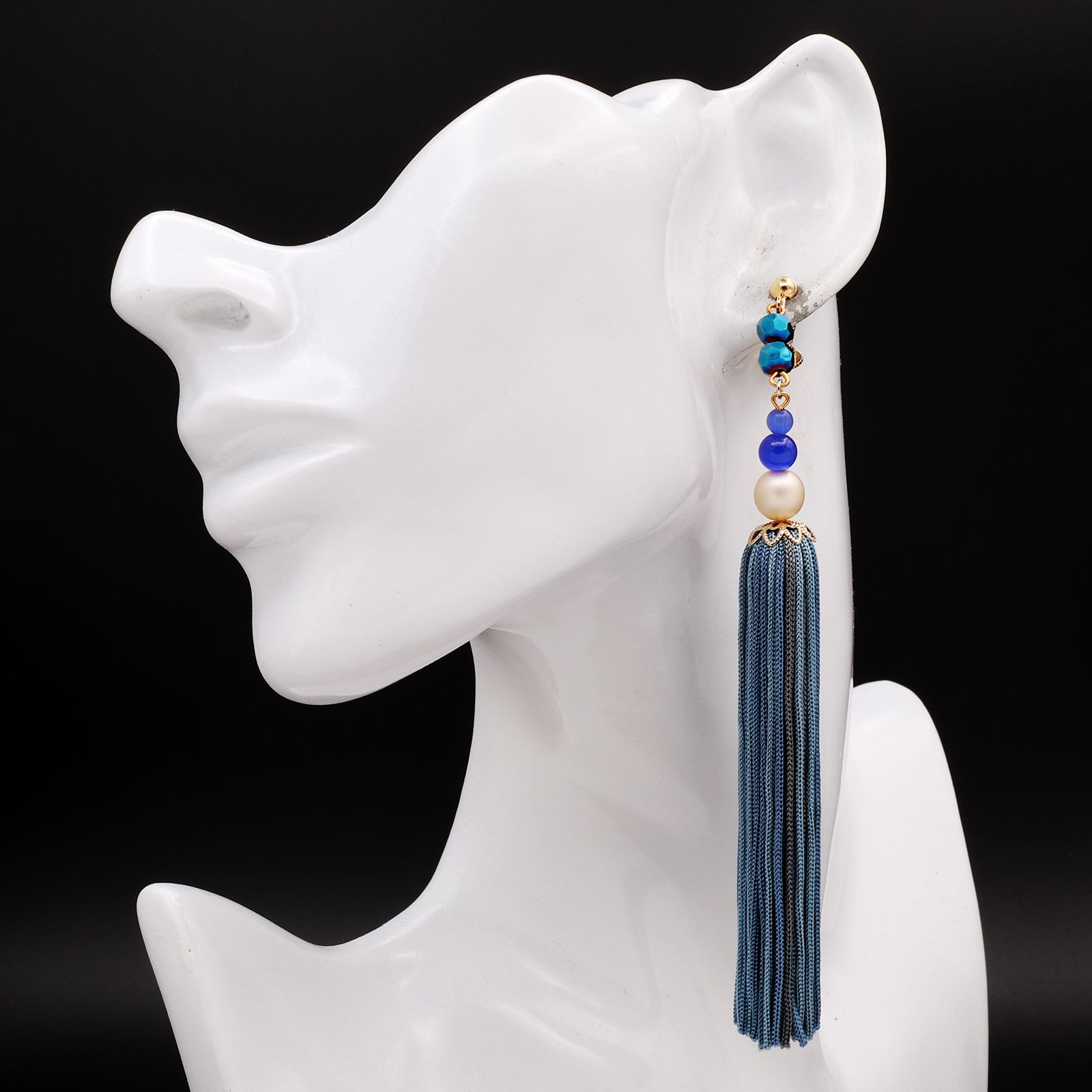 「Lustre」イヤリング ブルー【collection de couleurs de sachikoism】