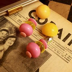 「ポップンジュエルイエローピンク」イヤリング フランス