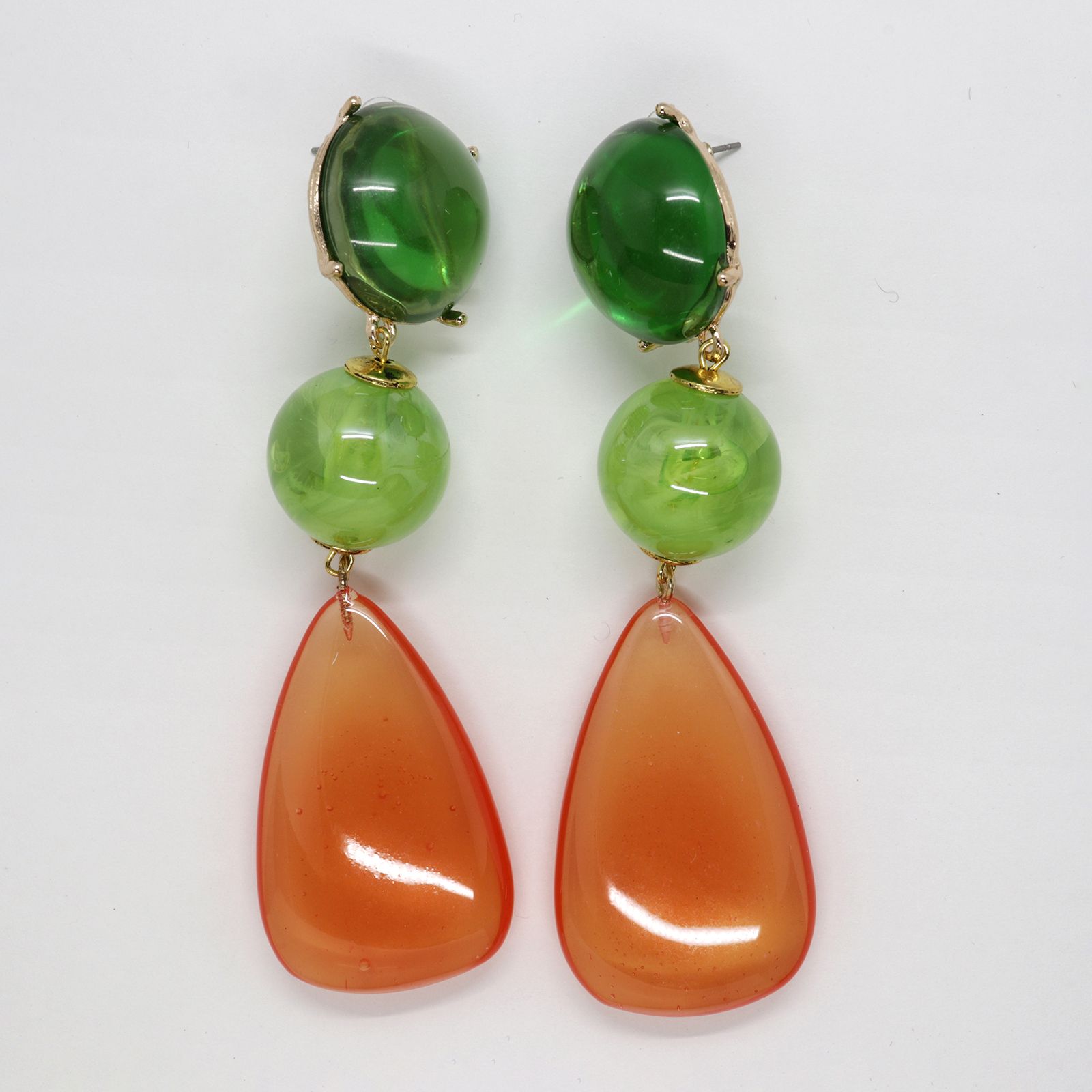 「トリプルシアードロップ」ピアス オレンジ
