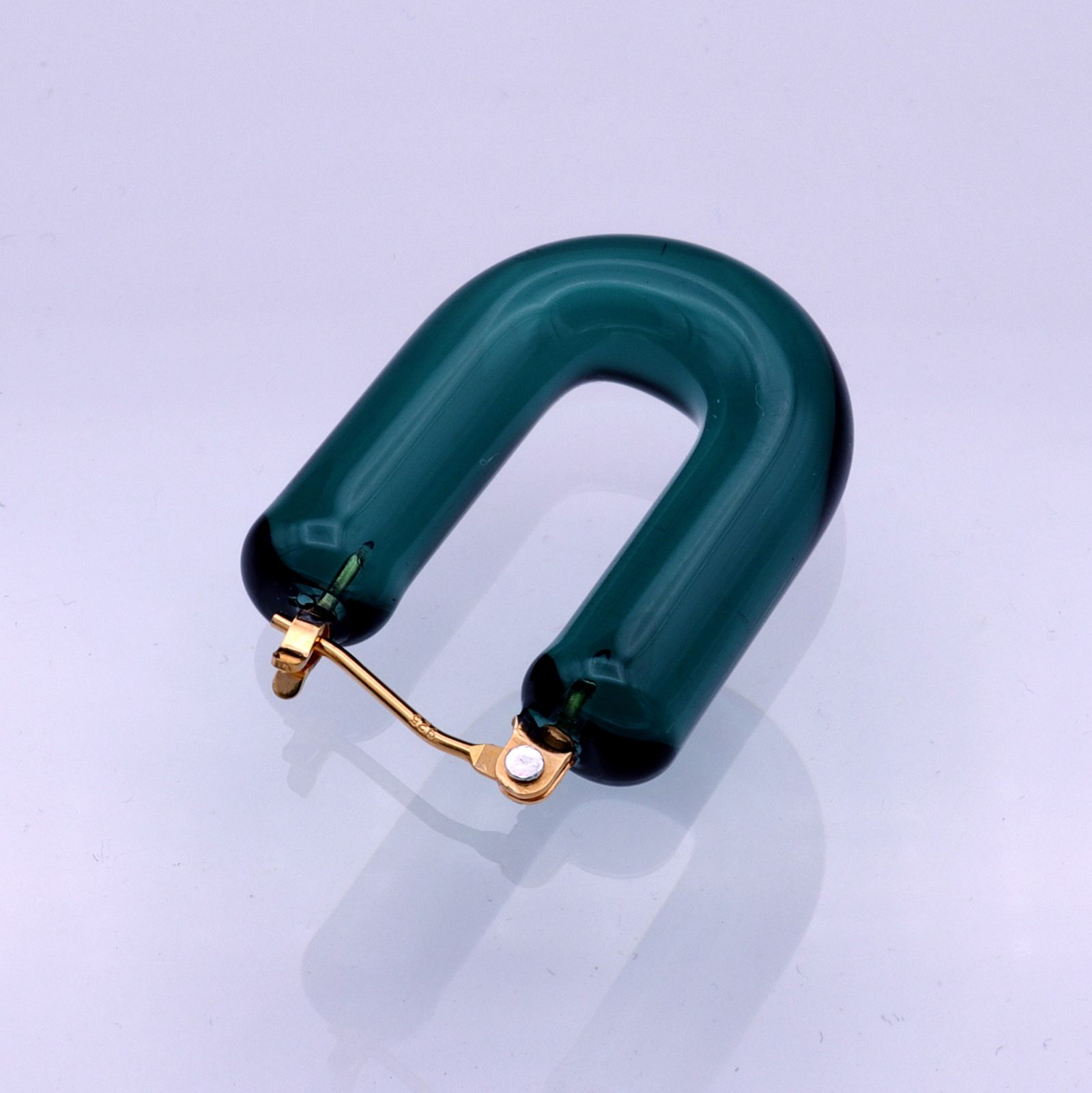 「Glass Hoop "U" Pierce」ピアス(片耳) ティールグリーン