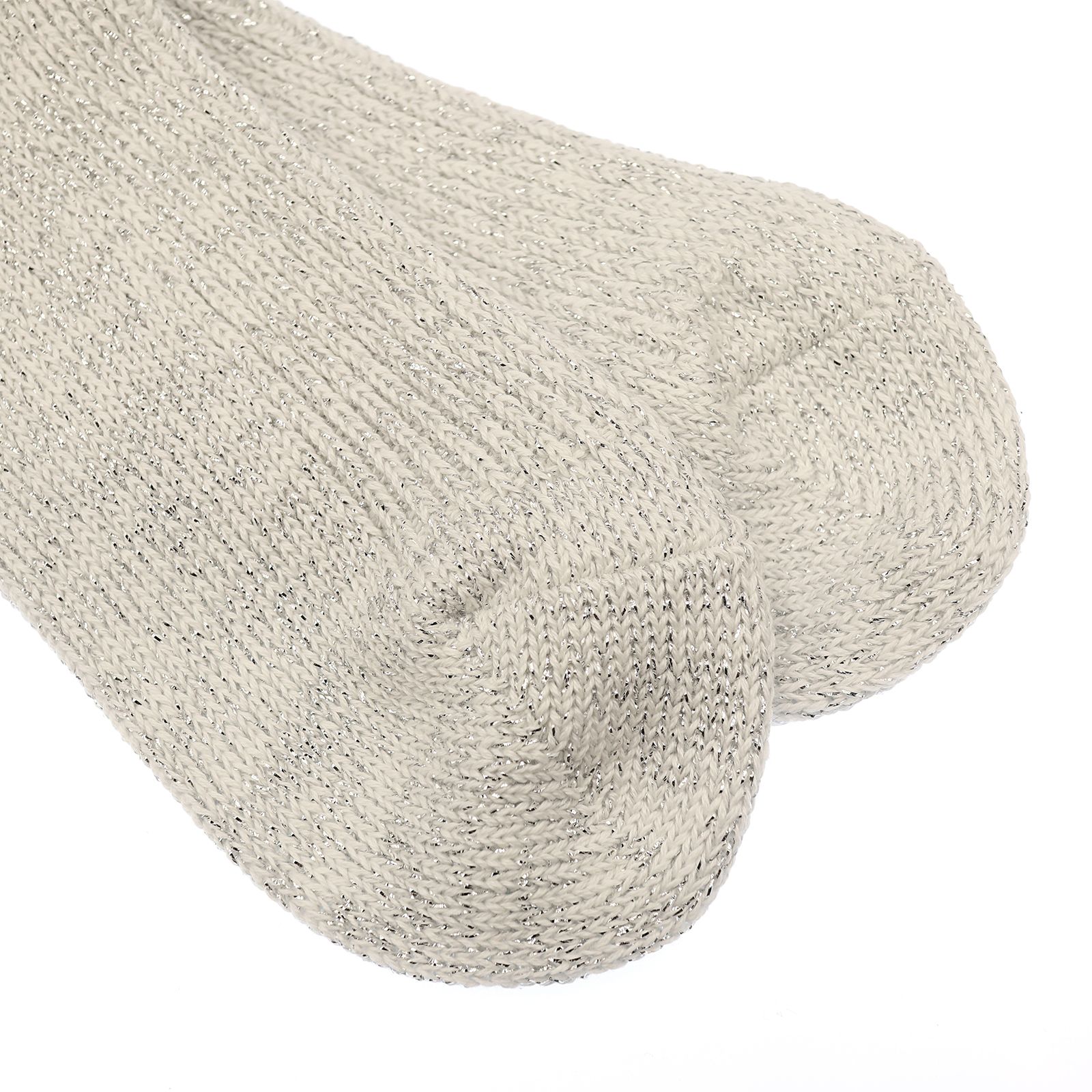 Heavyweight Glitter Ribbed Socks ホワイト×シルバー 靴下