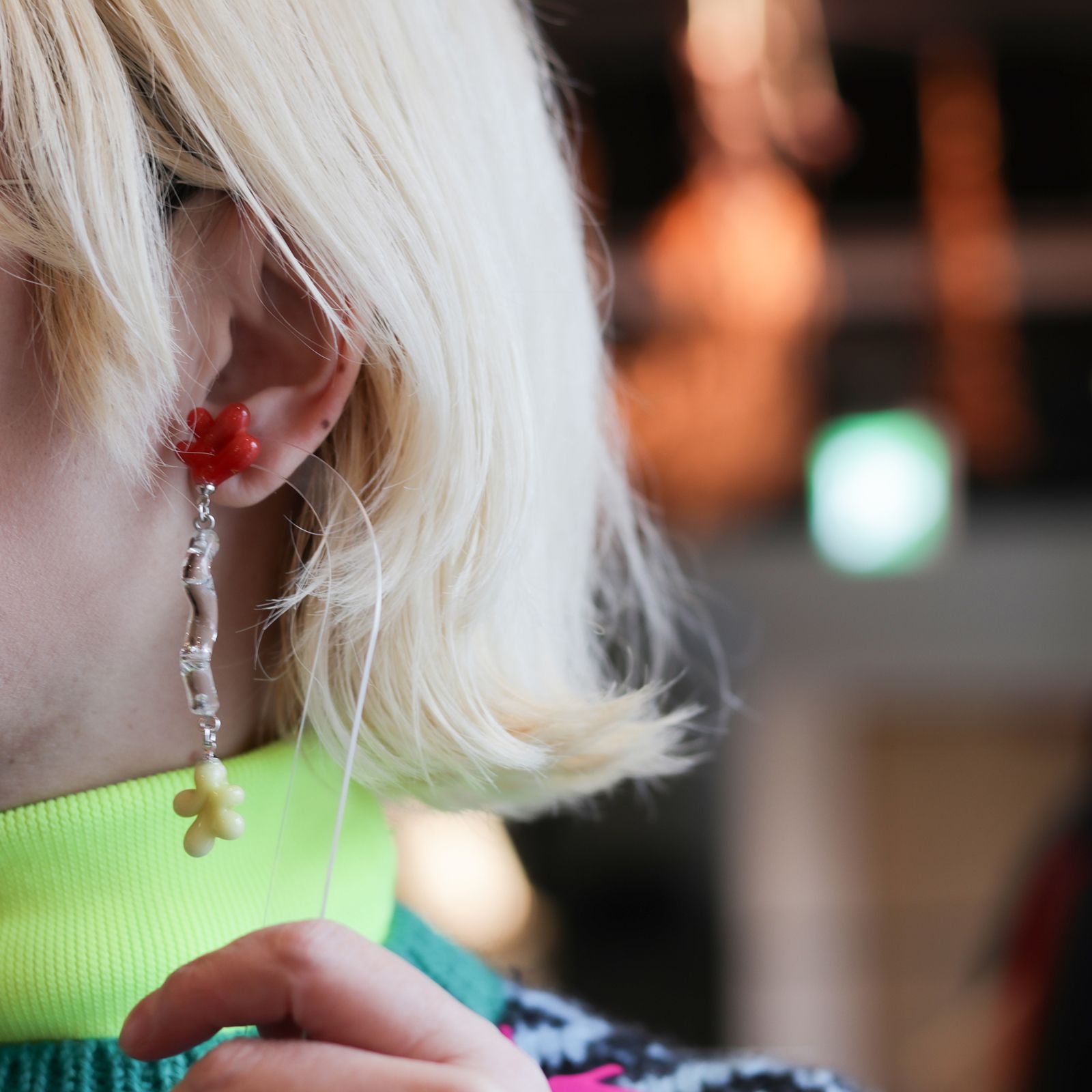 「Matisse Pierce Long」ピアス（片耳） レッド×イエロー2
