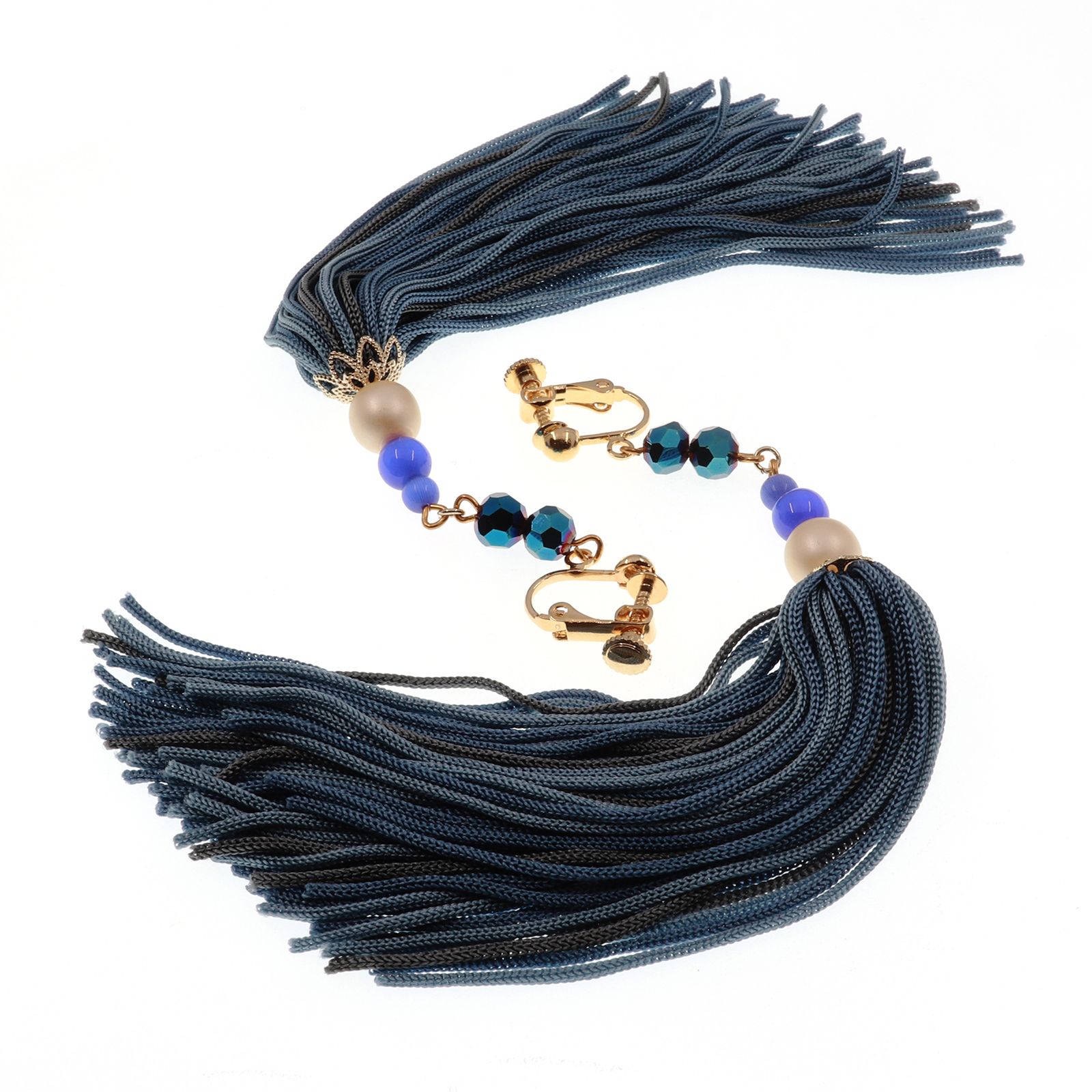 「Lustre」イヤリング ブルー【collection de couleurs de sachikoism】