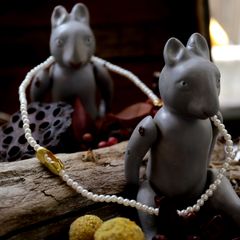 「pearl ball chain necklace」ゴールド ネックレス