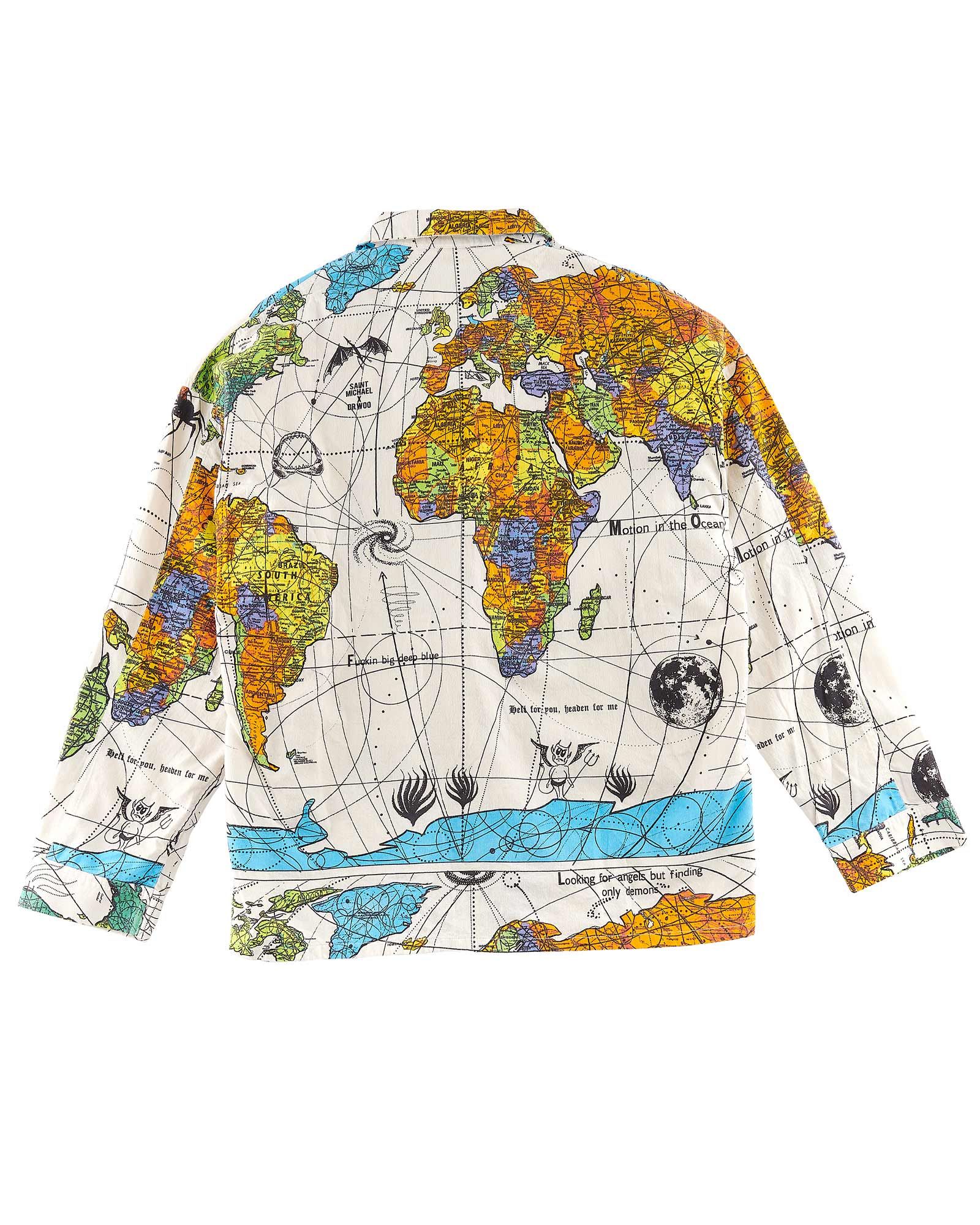 セントマイケル/Dw_pajama sh/world map/パジャマシャツ/White - M