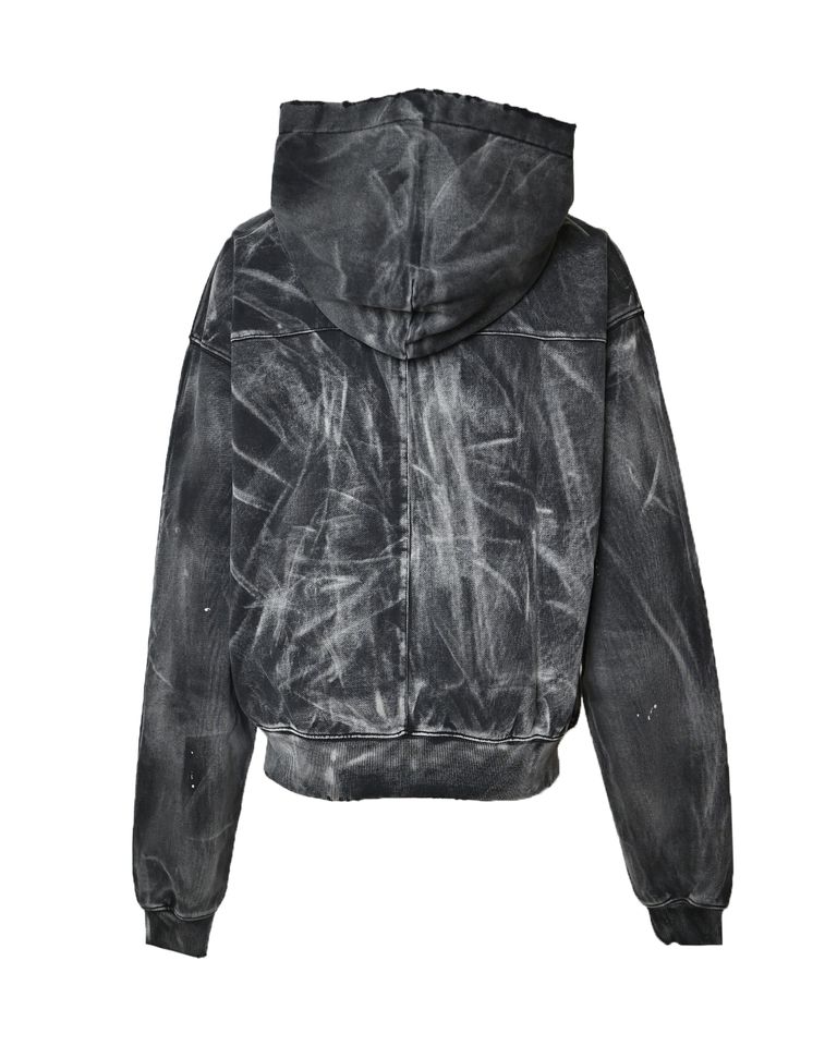 LAST NEST - WASHED HOODIE/ジップパーカー/BLACK | Detail 