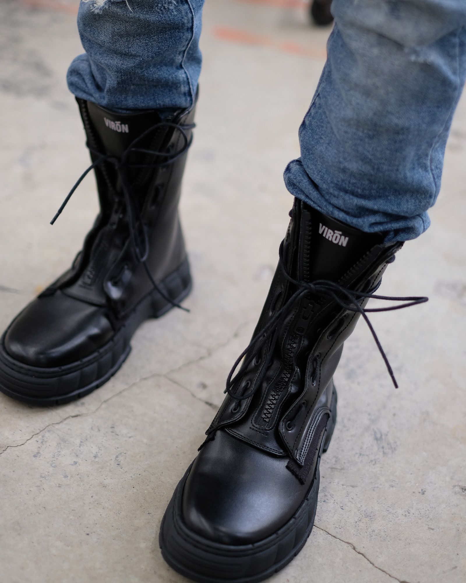 9000円 VIRON - ヴィロン/1992-z black apple zip-up high boot/ブーツ/BLACK ...箱ありです