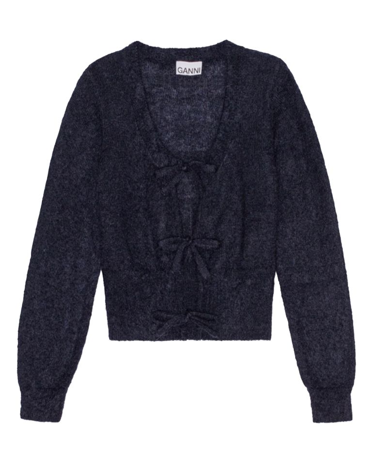 GANNI - LIGHT MOHAIR TIE STRING CARDIGAN/K2335/カーディガン/SKY 