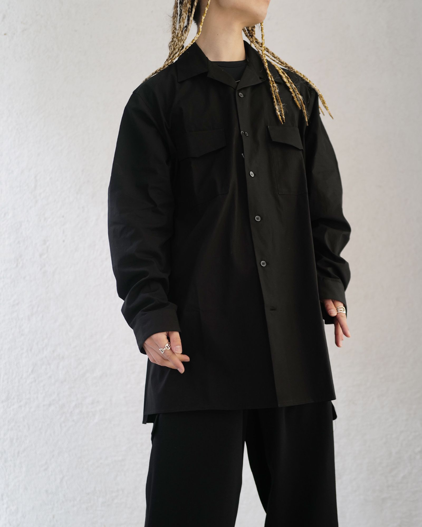 Yohji Yamamoto - HS-B91-050-2-03/オープンカラーシャツ/BLACK | Detail