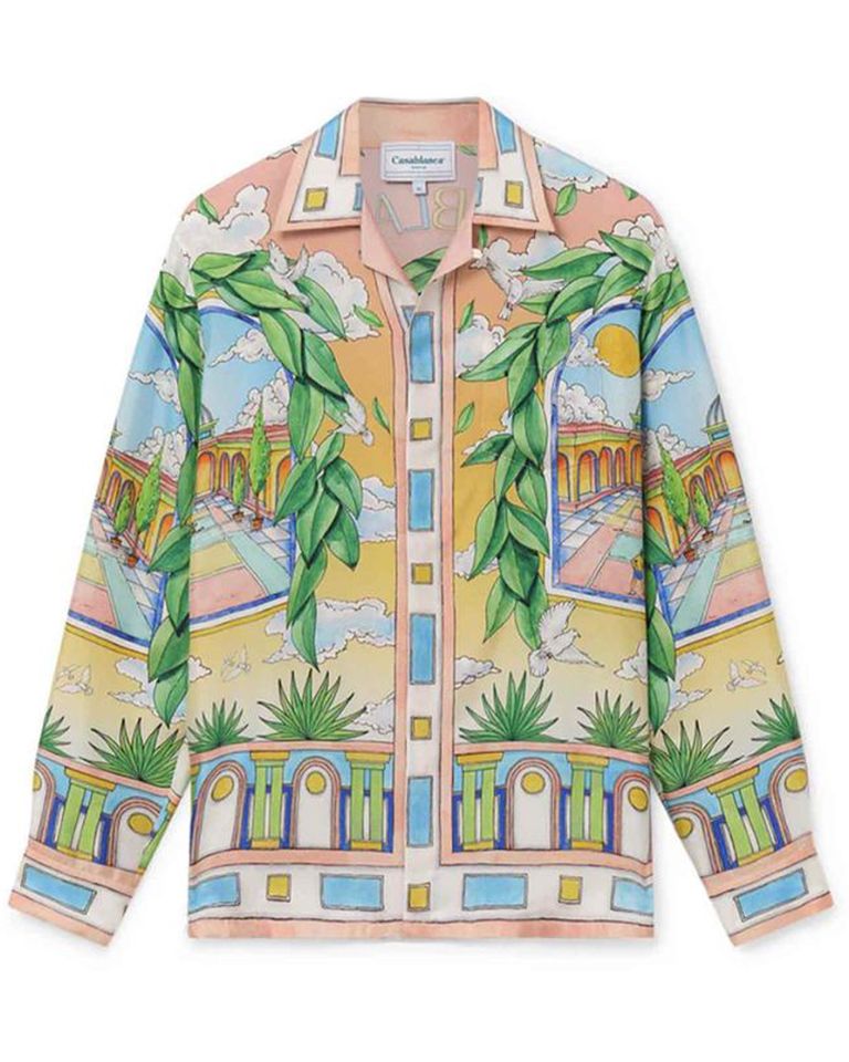 CASABLANCA - CUBAN COLLAR LONG SLEEVE SHIRT/シルクシャツ/SILK 