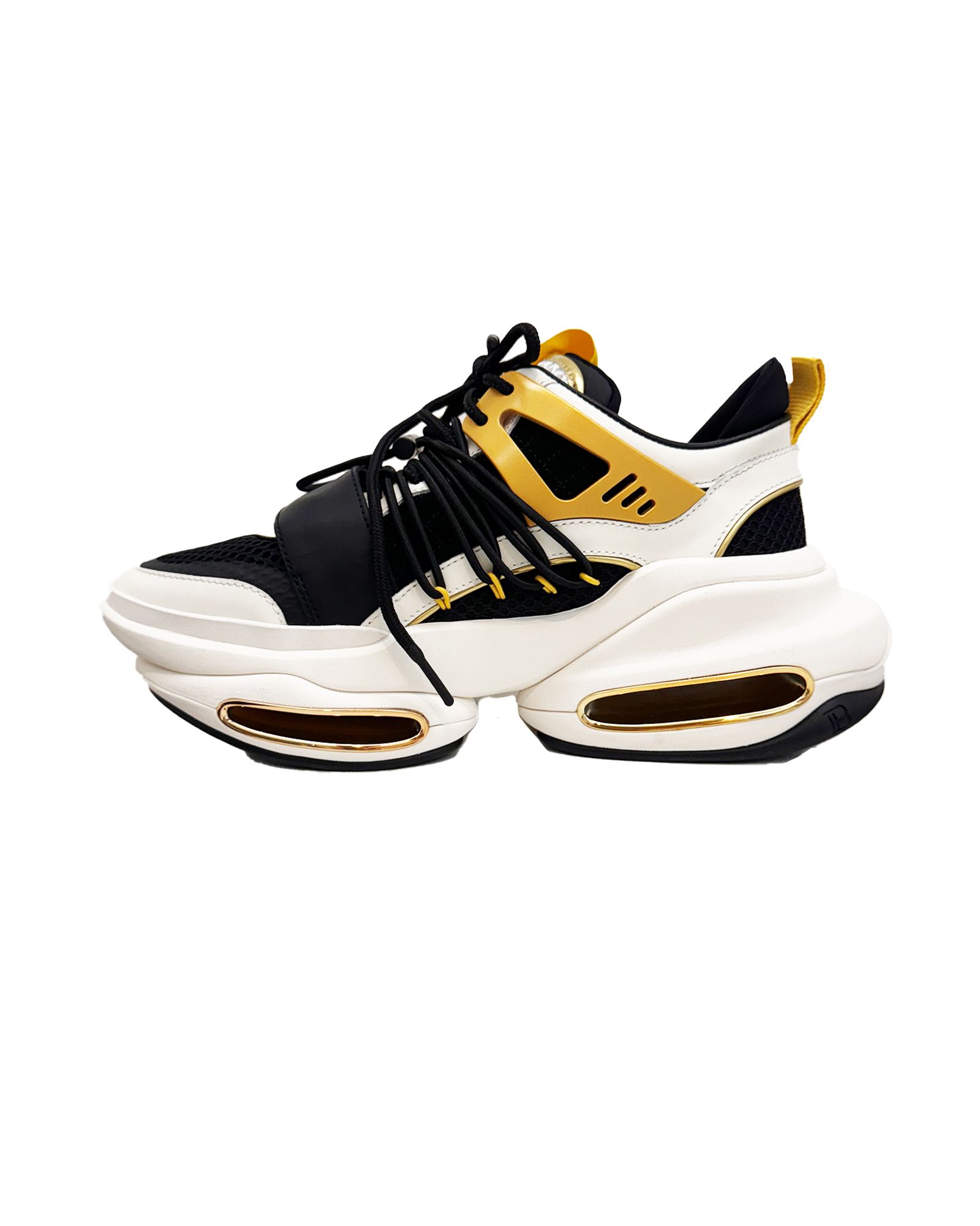 BALMAIN - バルマン/Bh1 shoes b bold low-calf,mesh&suedde/スニーカー/WHITE_BLACK_GOLD  | Detail