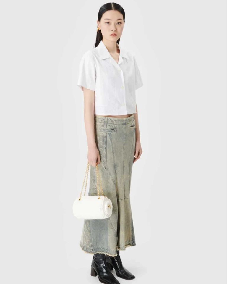 Marine Serre - REGENERATED DENIM FLARED SKIRT/WSK027/ロング 
