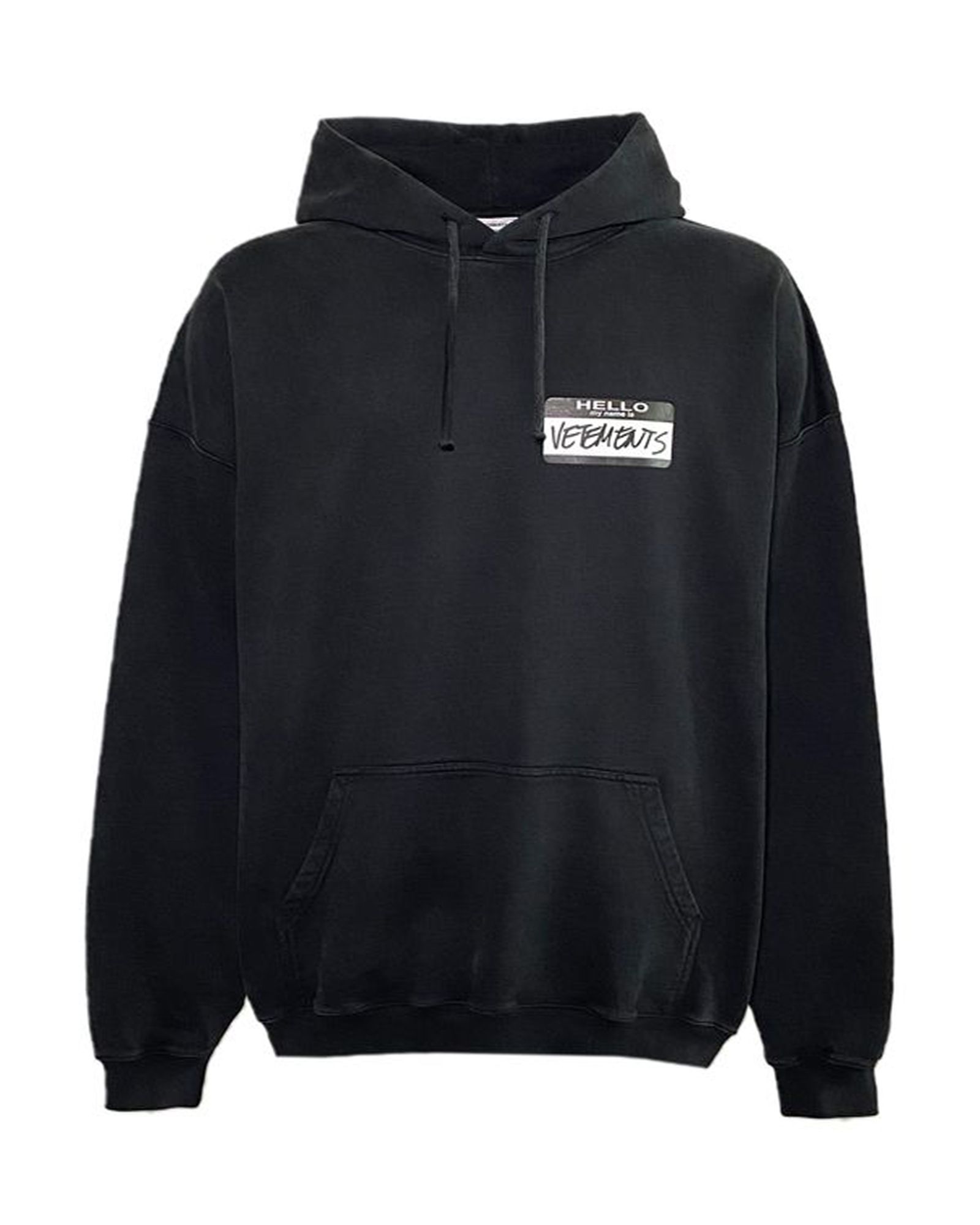 VETEMENTS - HELLO MY NAME IS VETEMENTS HOODIE/UA65HD110B/プルオーバーパーカー/BLACK |  Detail