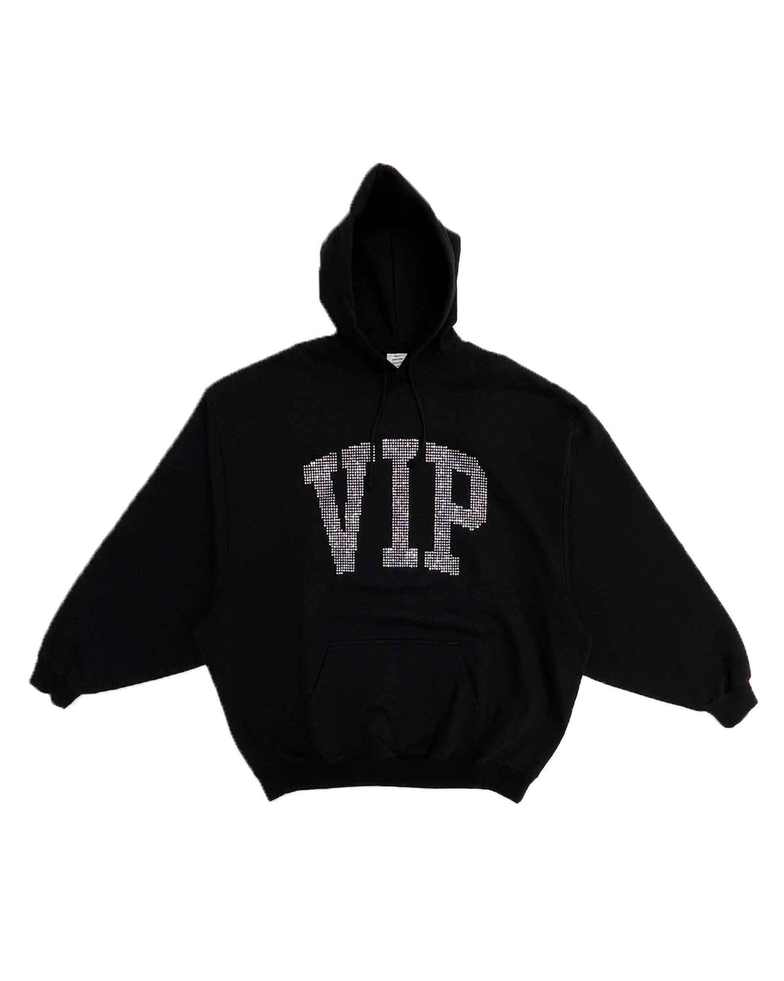 ヴェトモン/Vip crystal logo hoodie/プルオーバーパーカー/Black - XS