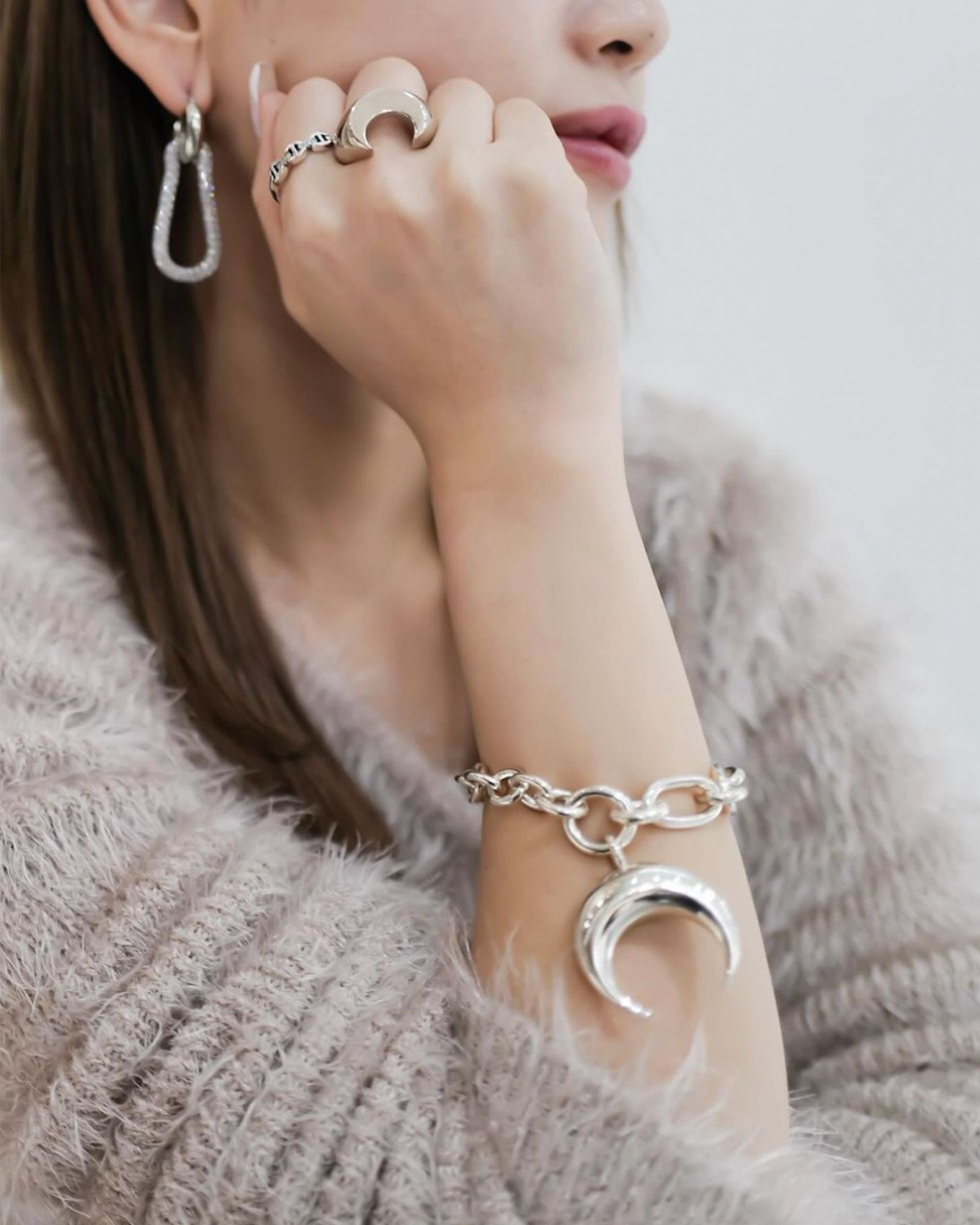 Marine Serre - REGENERATED TIN MOON CHARMS BRACELET/UJW036/ブレスレット/SILVER |  Detail