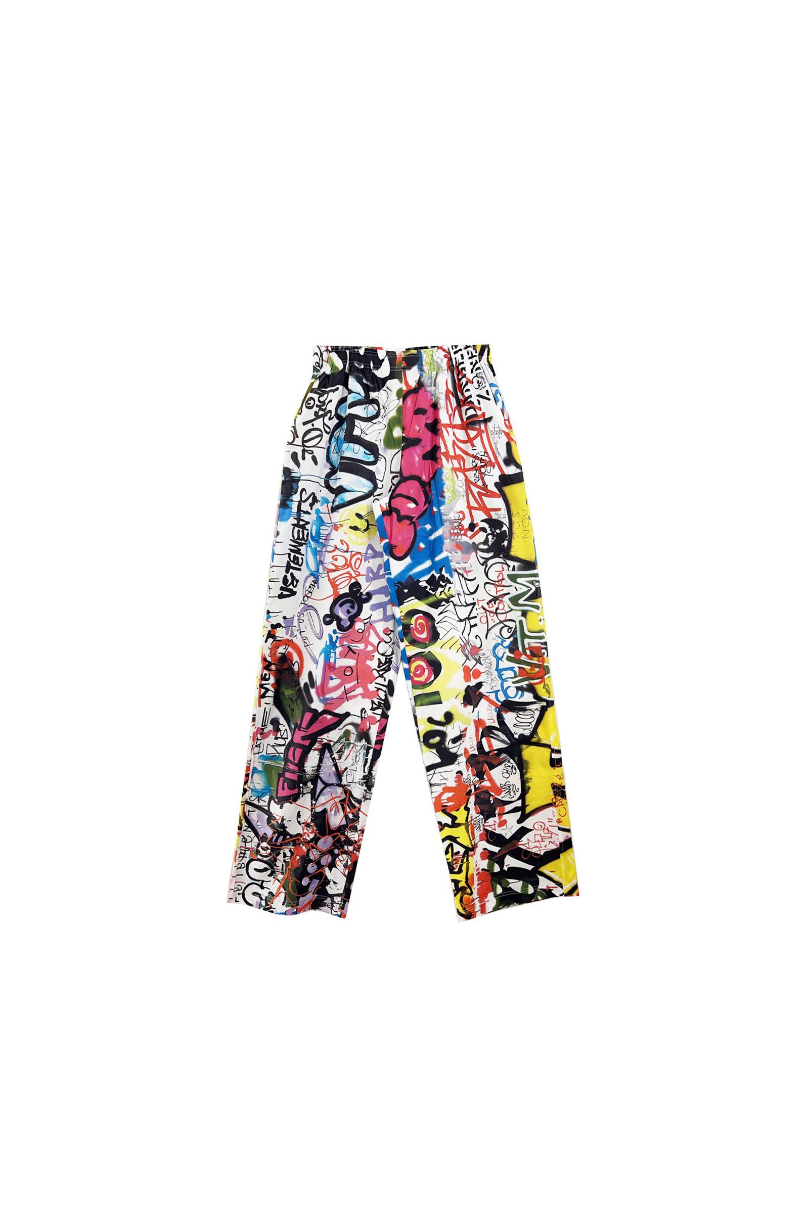 VETEMENTS - Graffiti pyjama pants (パジャマパンツ) Black | Detail