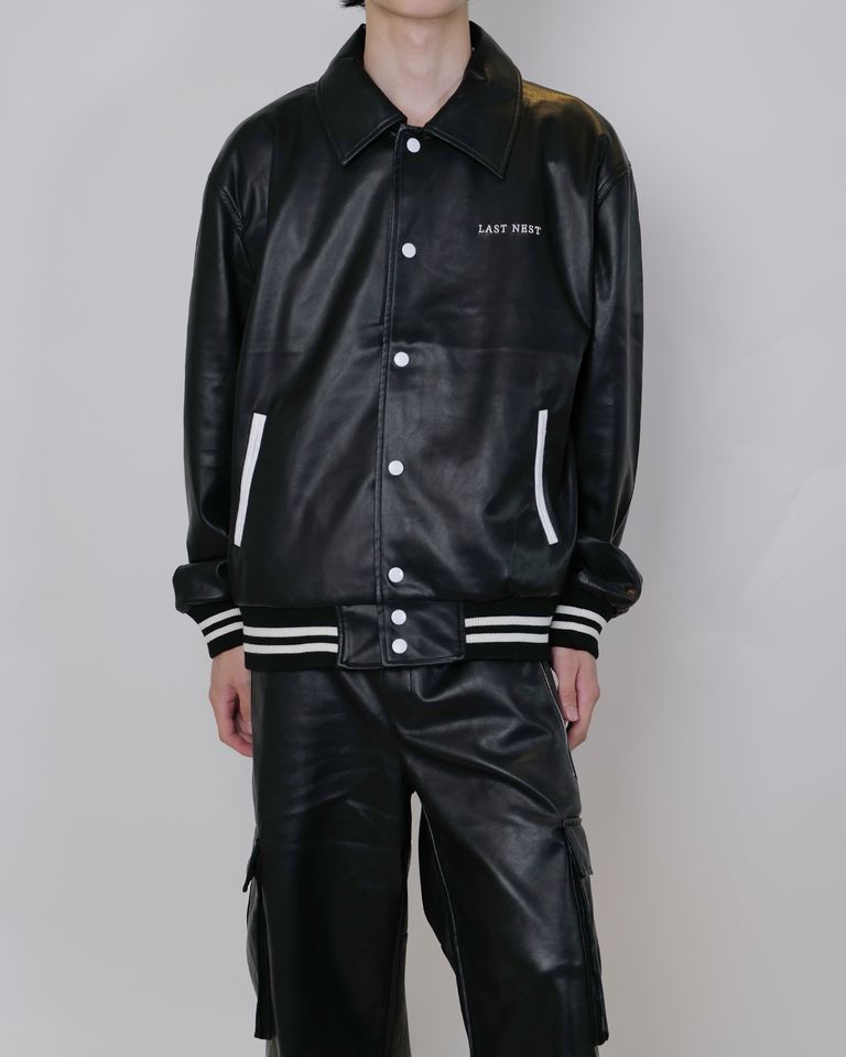 LAST NEST - LEATHER VARSITY JACKET/LN24-6/ジャケット/BLACK | Detail