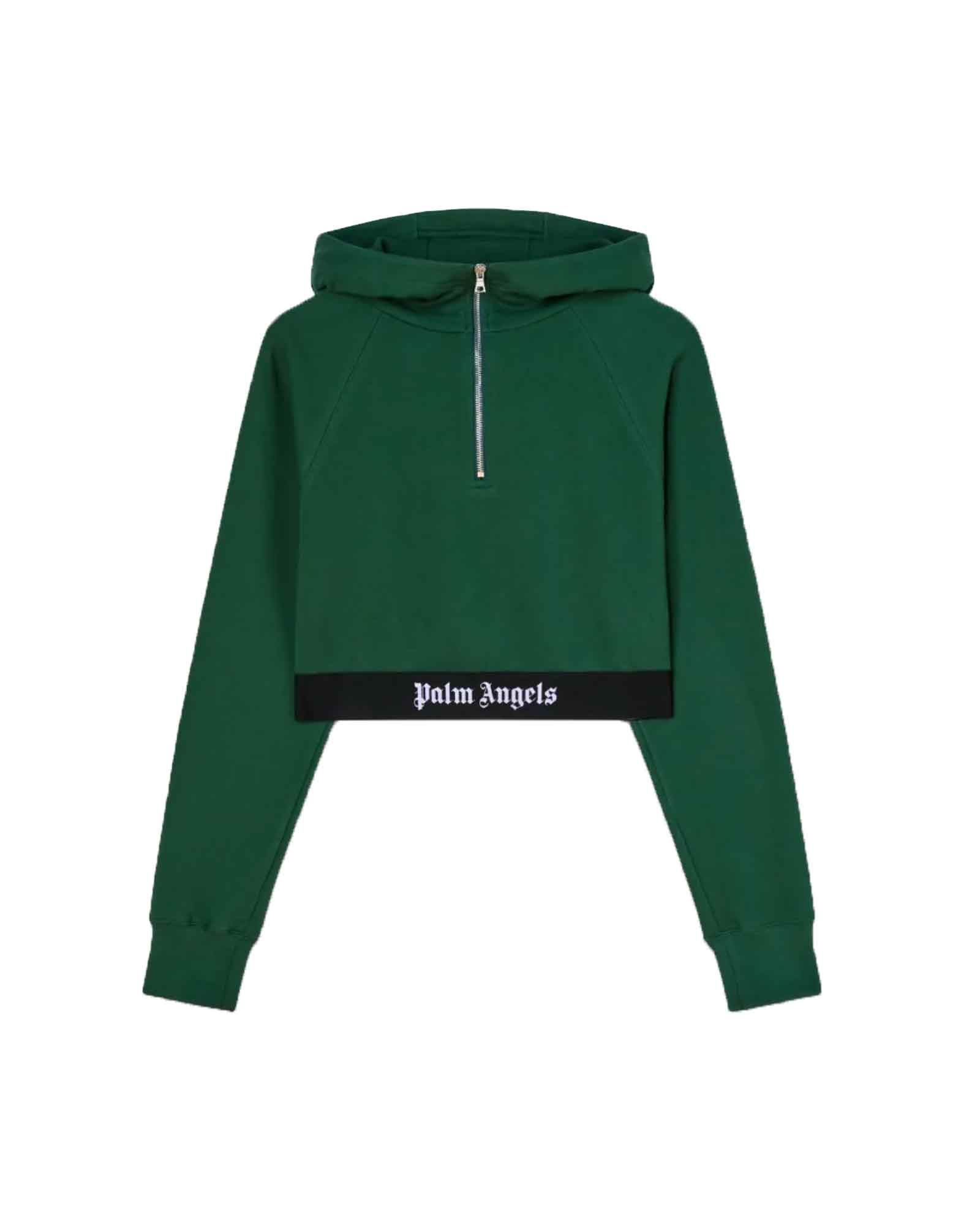 PALM ANGELS - Logo tape zipped hoody | Detail