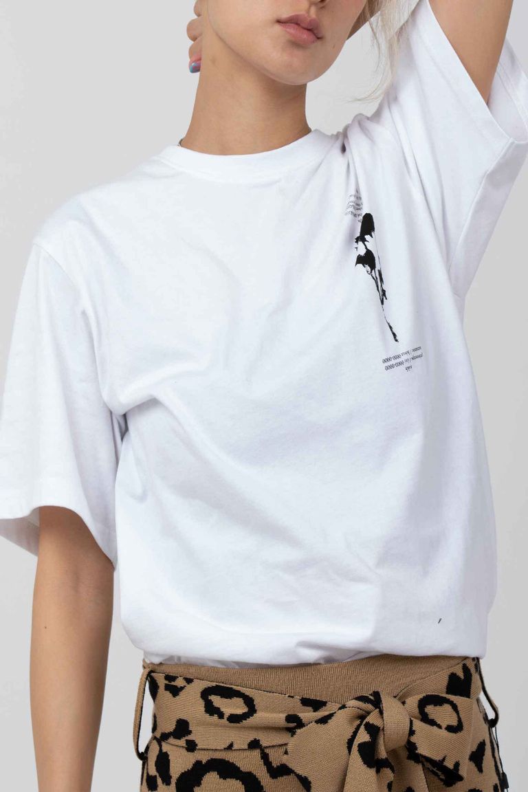 rokh - Rose Printed Tshirt White | Detail