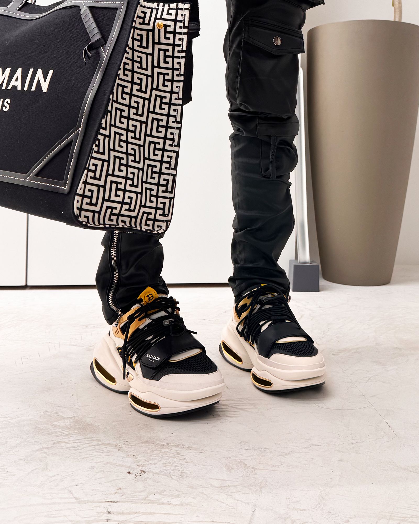 BALMAIN - バルマン/Bh1 shoes b bold low-calf,mesh&suedde ...