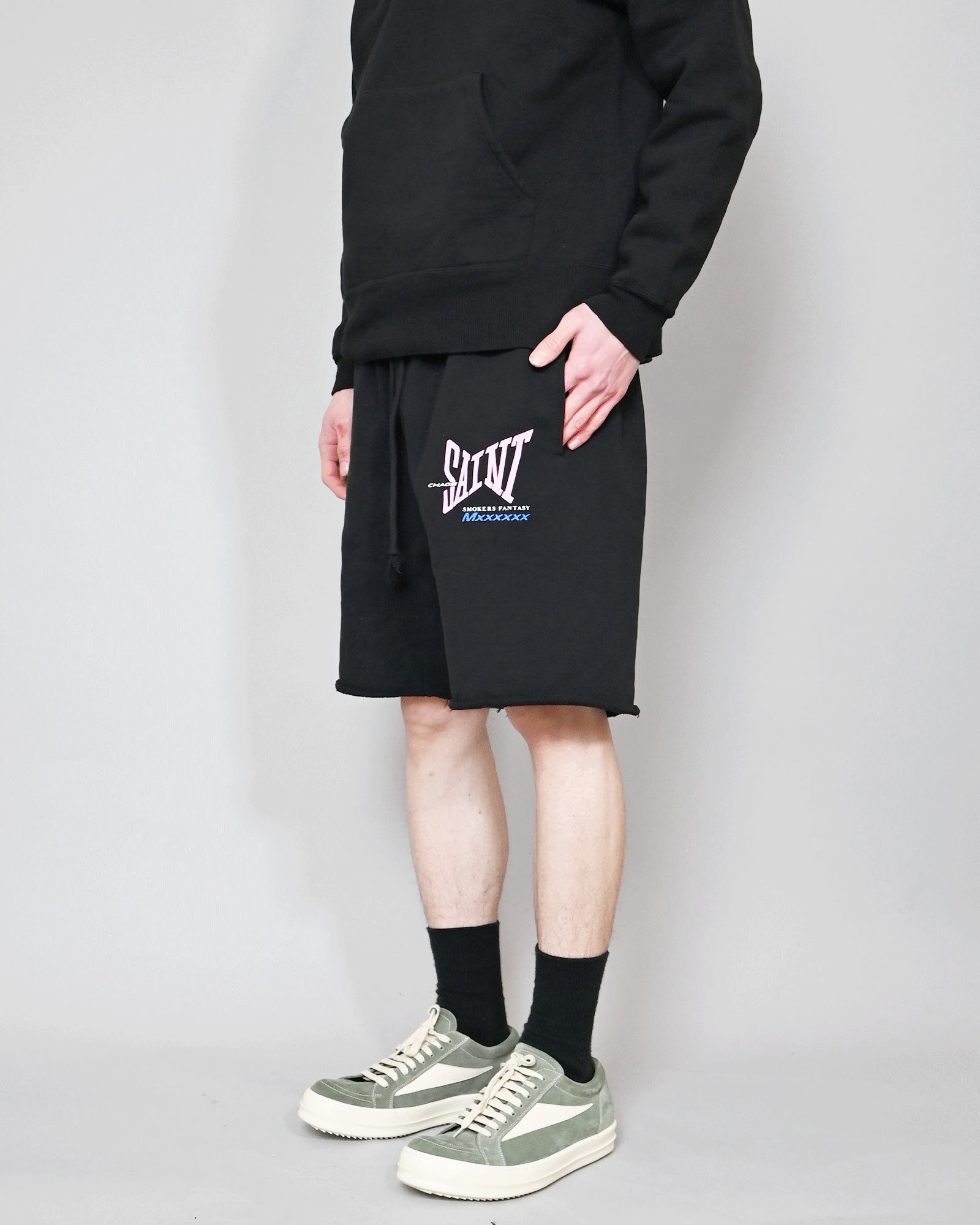 SAINT Mxxxxxx - SWEAT SHORTS/RIBON SAINT / BLACK | Detail