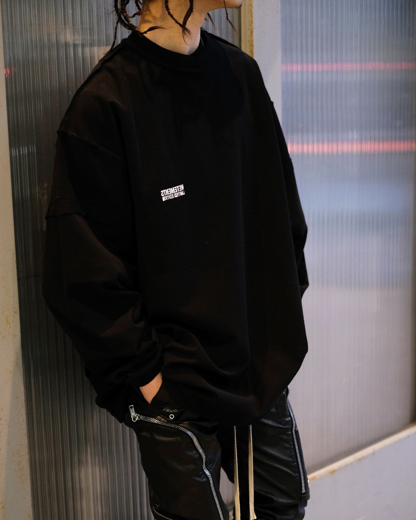 VETEMENTS - ヴェトモン/DECONSTRUCTED LONGSLEEVE/スウェット/BLACK 