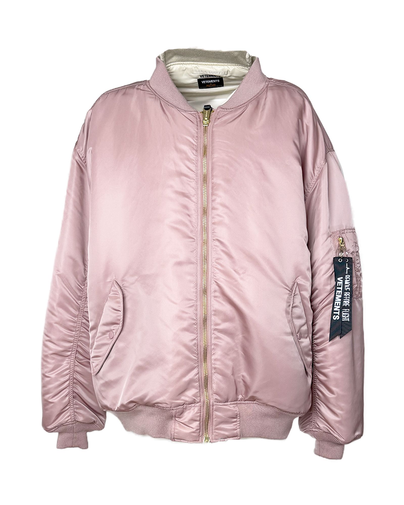 VETEMENTS - CUT-UP BOMBER JACKET/UE64JA210P/ボンバージャケット/BABY PINK / CREAM |  Detail