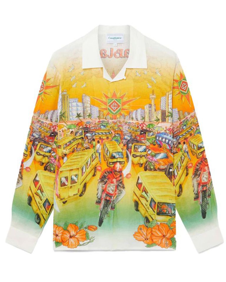 CASABLANCA - UNISEX CUBAN COLLAR LONG SLEEVE SHIRT/シルクシャツ 