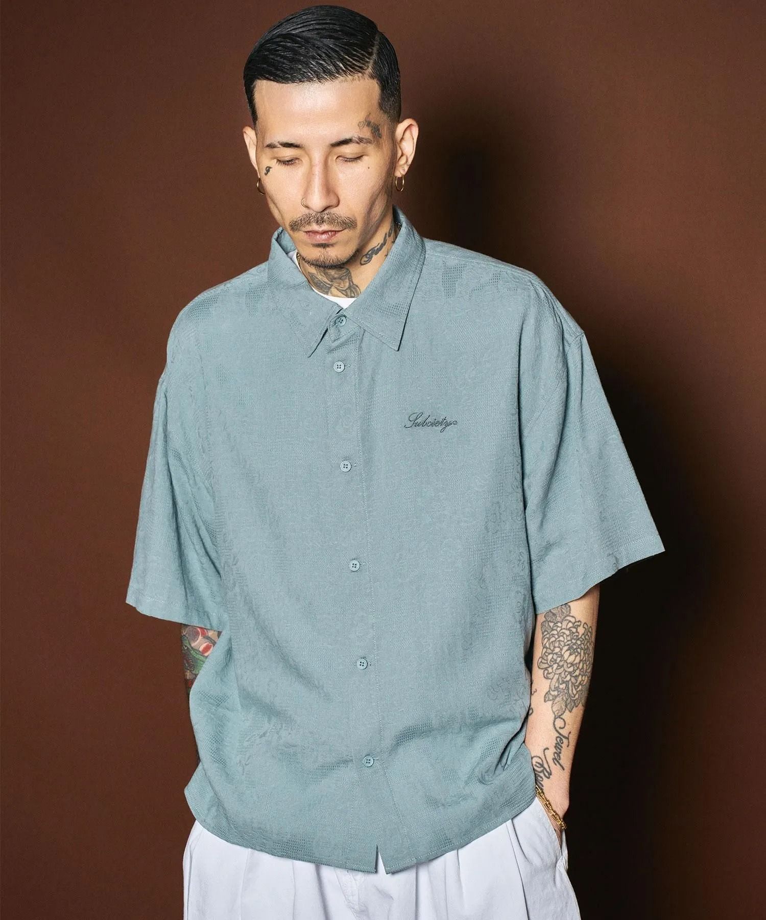Flower jacquard shirt