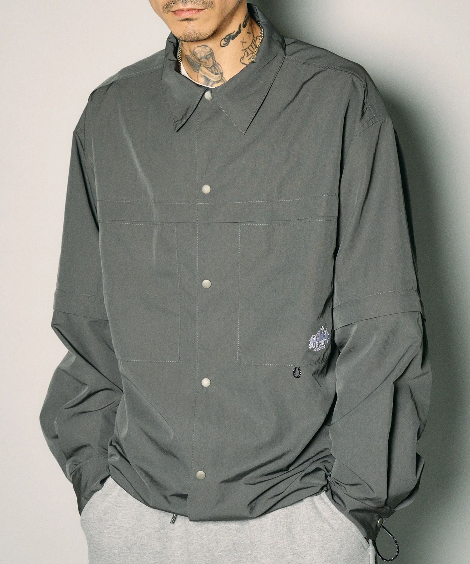 Detachable sleeve ripstop shirt