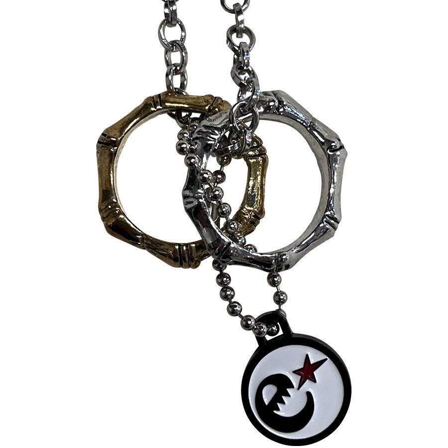 rg silver&gold pair ring necklace