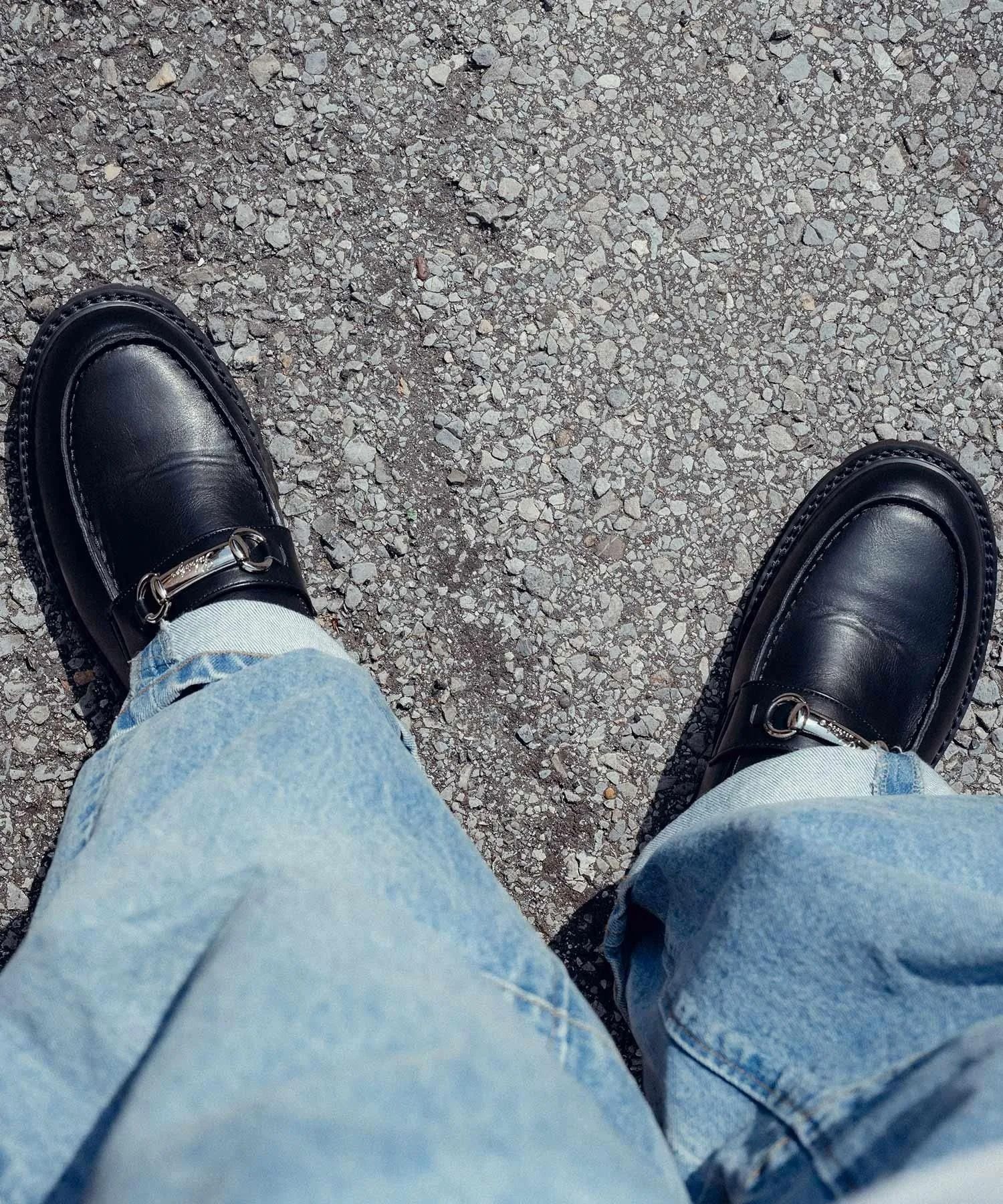Metal plate loafers