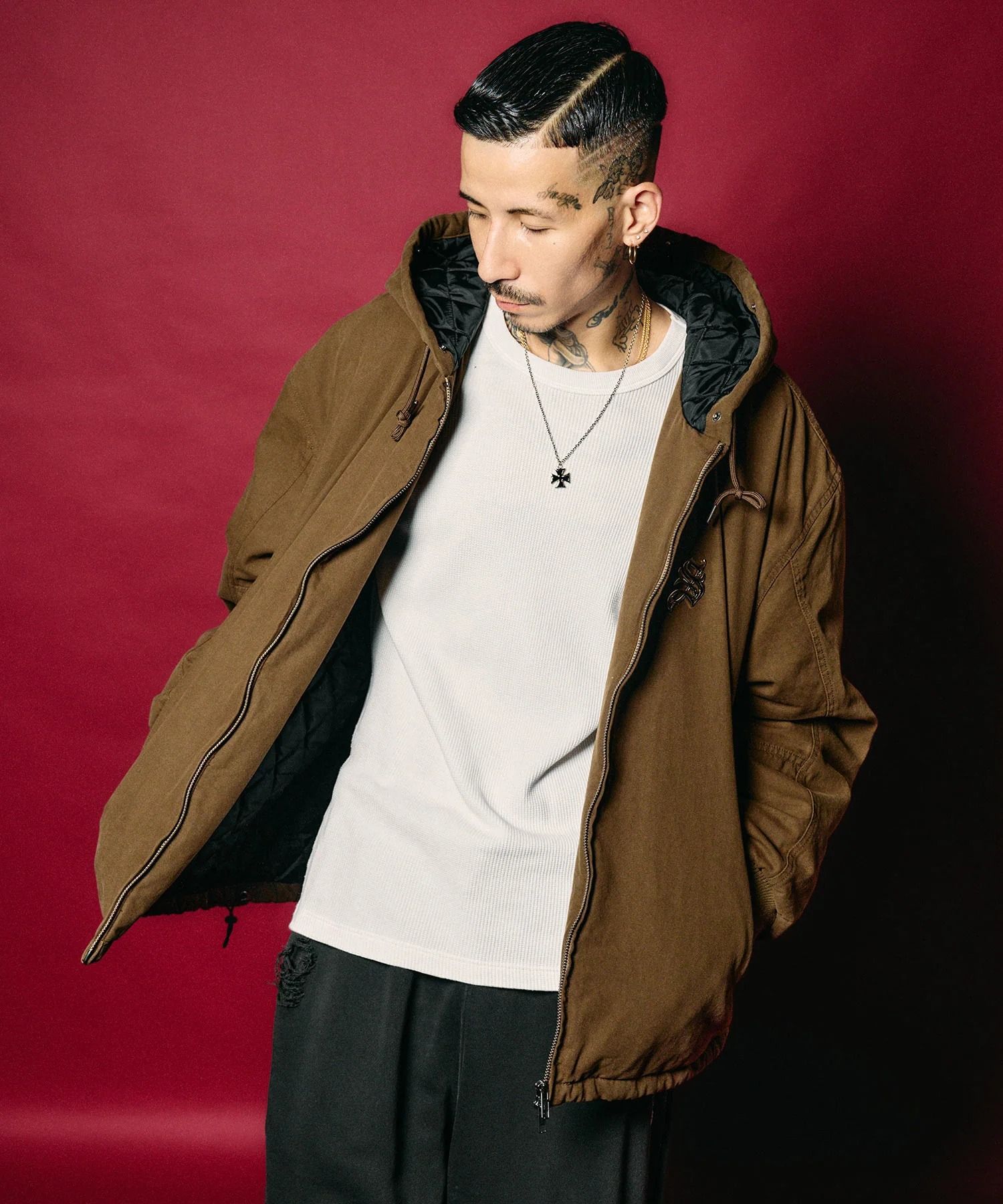 Metal logo padded jacket