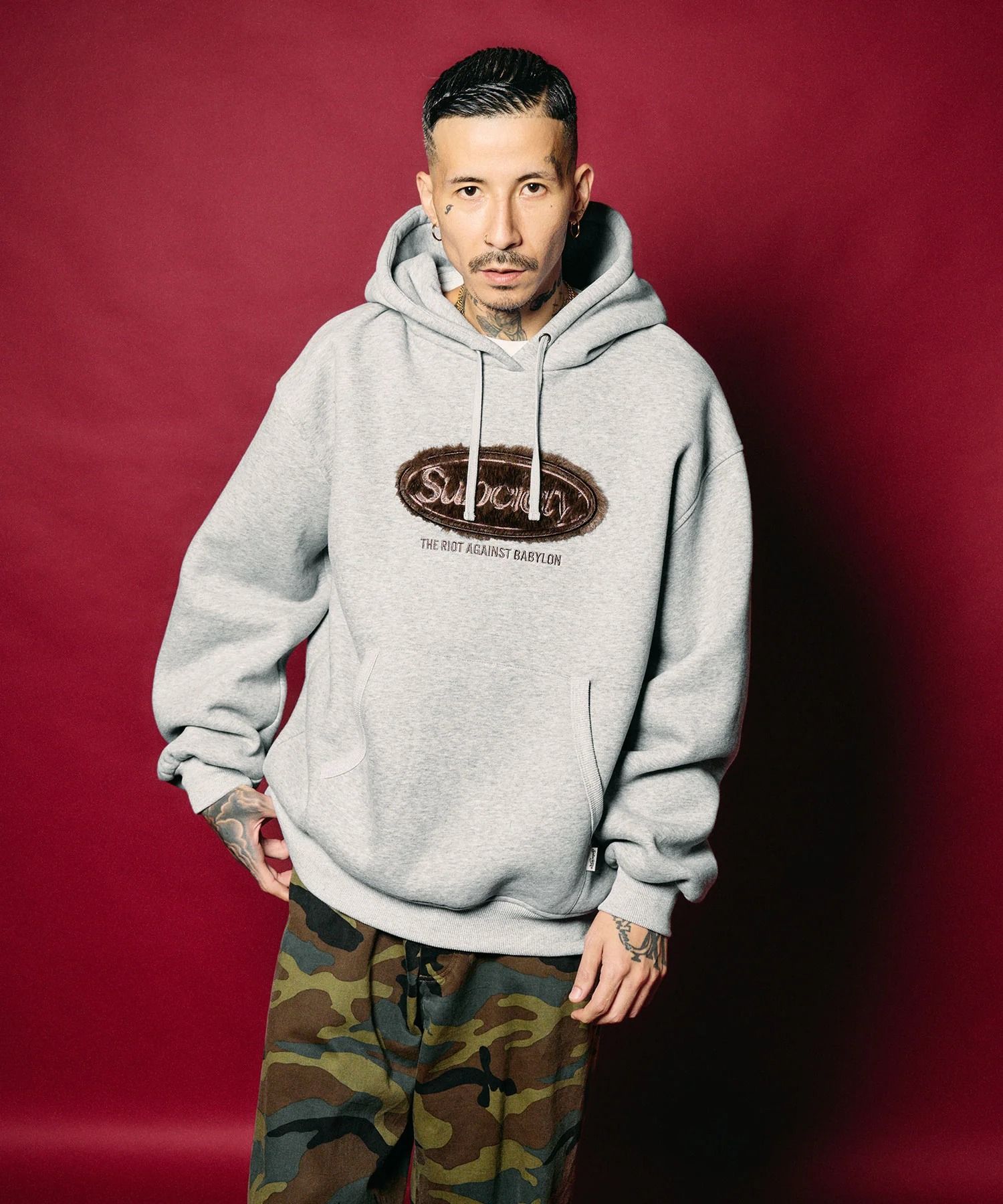 Fur patch hoodie