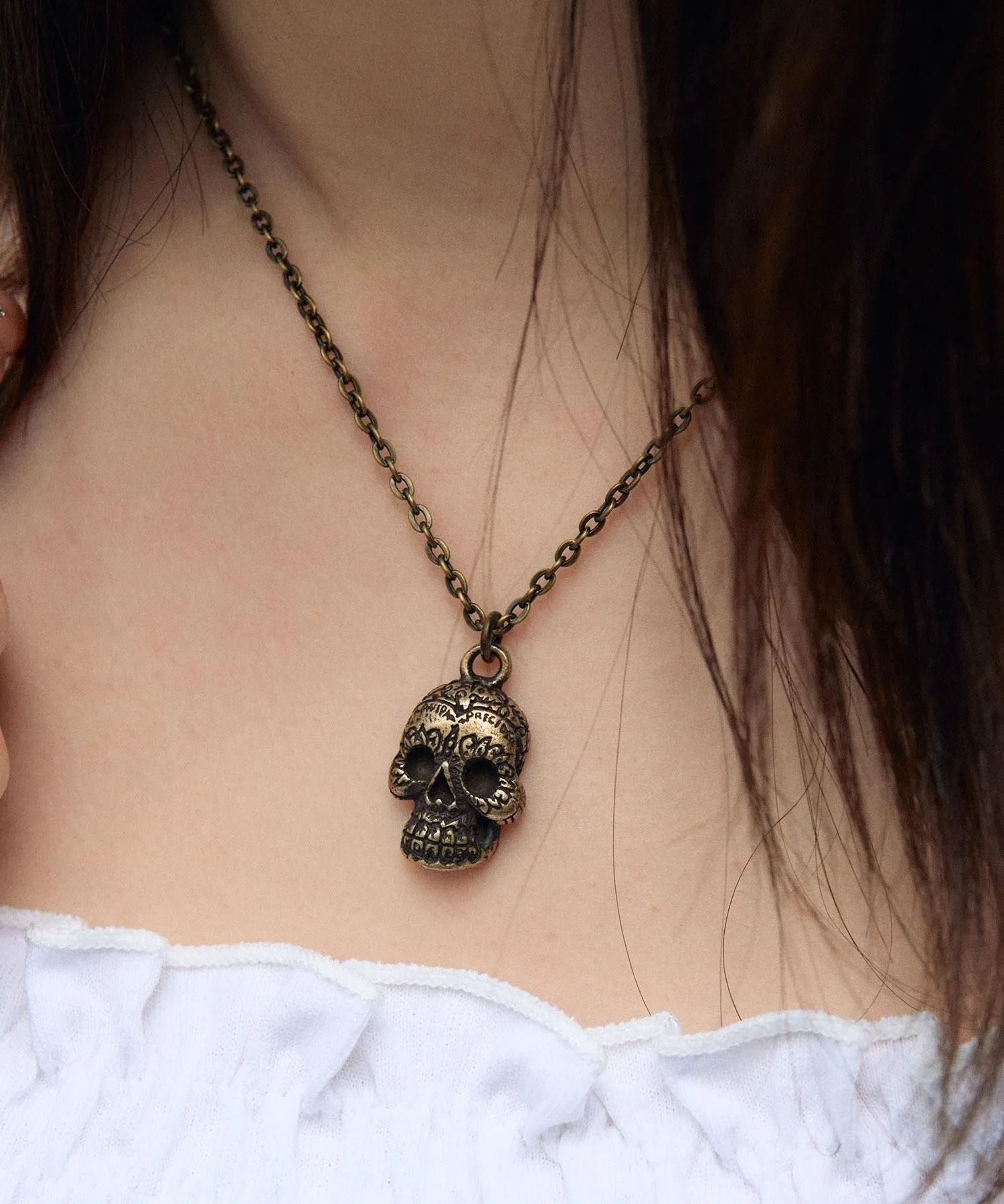 Metal necklace-mexican skull-